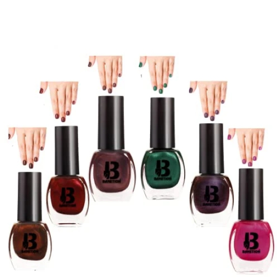 BANETION|JADE-35|Quick Drying | No Harmful Chemicals | No Chip Formula | Glossy Finish | Long Lasting | Smooth Application| High Shine Nail Polish For Women Pack of 6 (9ML)