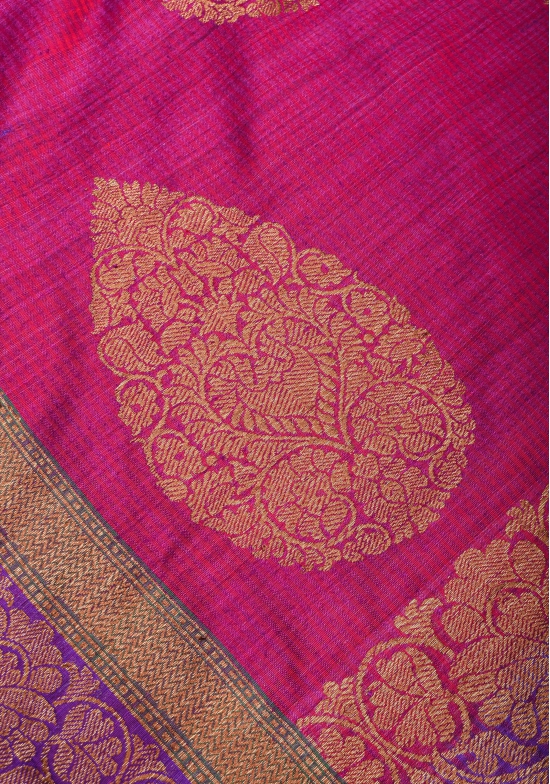 Pre-Order Stunning Pink Dual tone Dupion Banarasi Silk Saree with large Antique zari motifs and Two Tone Border  | SILK MARK Certified