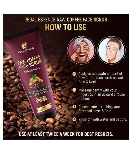 Regal Essence Raw Coffee Face Scrub for Women & Men with Walnut,Removes Dead Skin Cell, Blackheads,100g (Pack of 1)