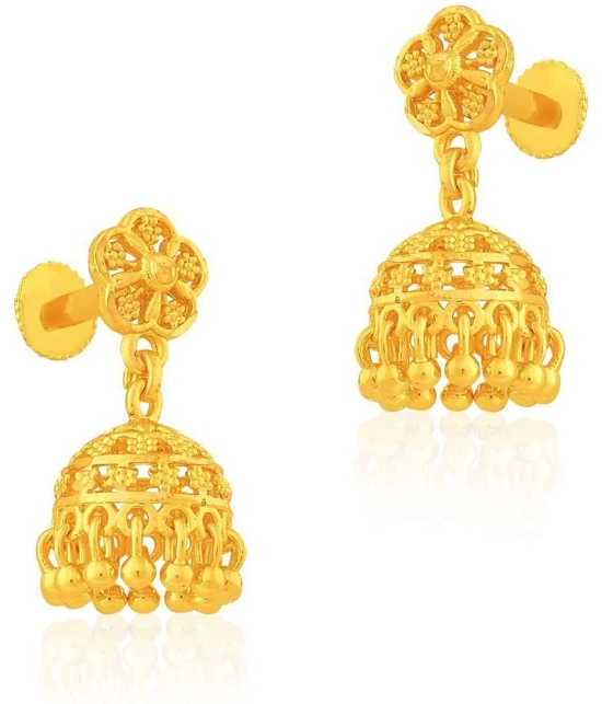 LUV FASHION Golden Jhumki Earrings ( Pack of 1 ) - Golden