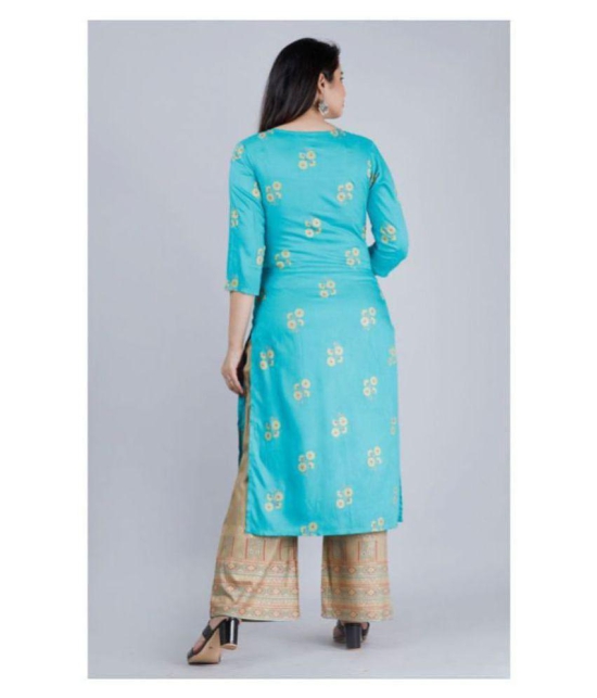 MAUKA Rayon Kurti With Palazzo - Stitched Suit - None