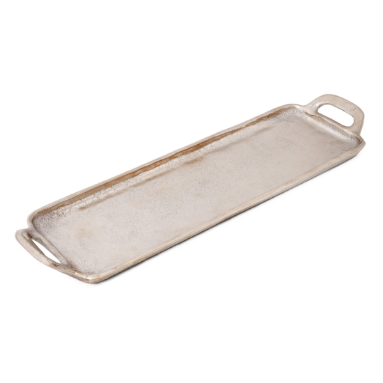 Textured Metallic Silver Decor Tray Silver 45cm