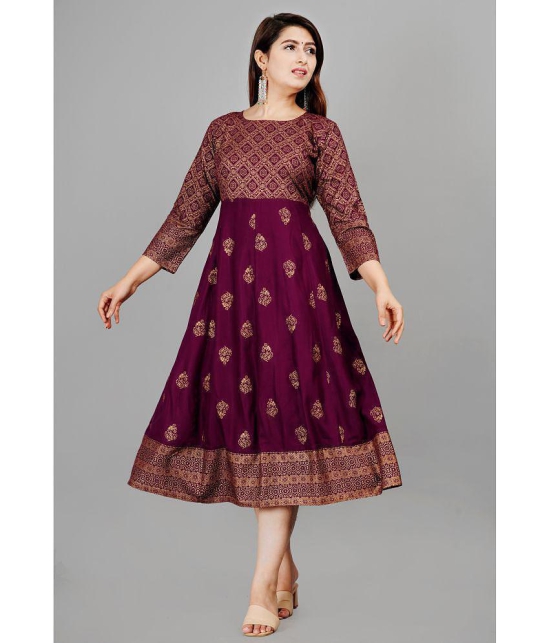 Smien - Purple Rayon Women''s Anarkali Kurti ( Pack of 1 ) - None