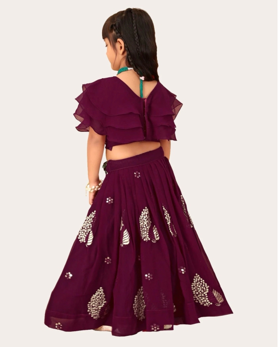 Girls Georgette Embroidered Readymade Lehenga Choli-Purple / 7 Years-8 Years