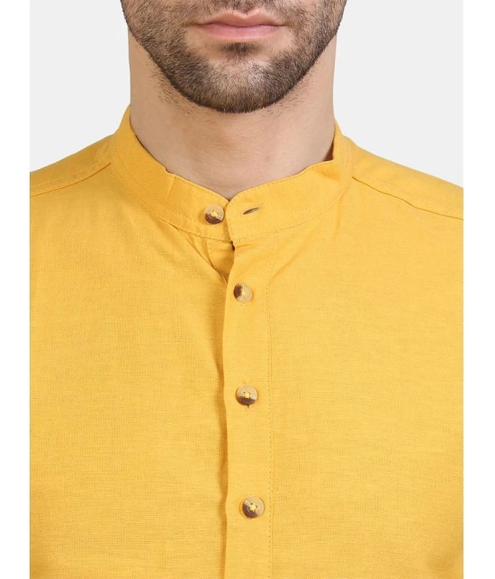 Life Roads - Yellow Cotton Mens Shirt Style Kurta ( Pack of 1 ) - None