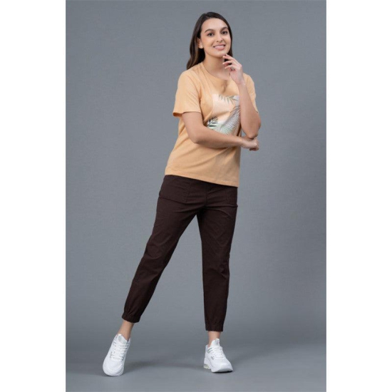 Mode by RedTape Cotton Joggers for Women | Brown Comfortable Joggers for Women