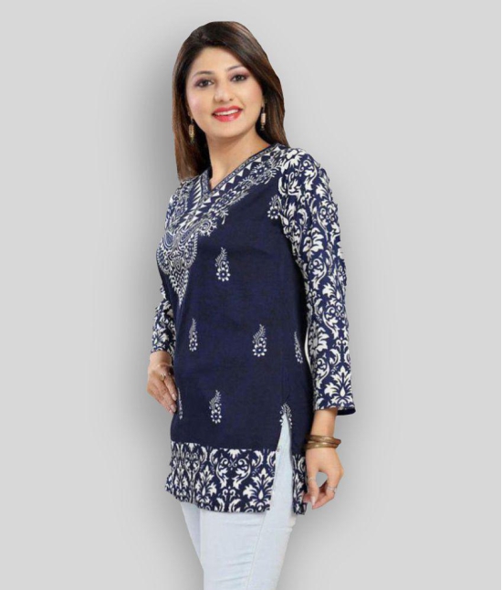 Meher Impex - Blue Crepe Women's Straight Kurti ( Pack of 1 ) - S