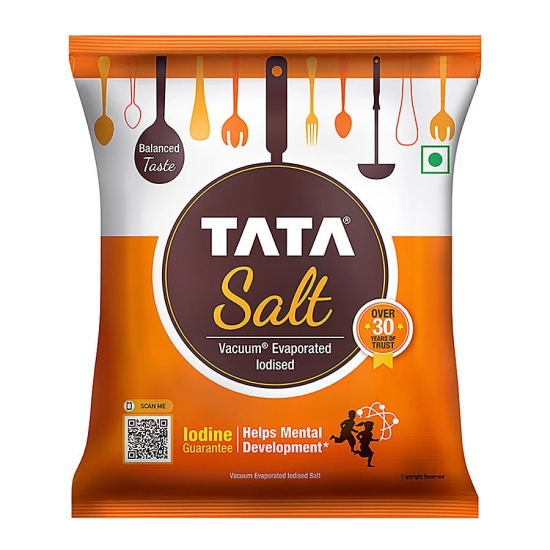 Tata Salt Vacuum Evaporated Iodised Salt - Helps Mental Development, 1 Kg Pouch