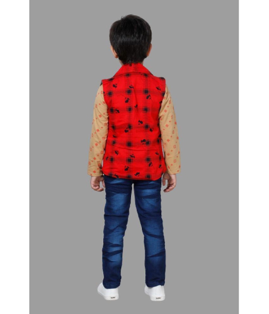 DKGF Fashion - Red Cotton Blend Boys T-Shirt & Jeans ( Pack of 1 ) - None