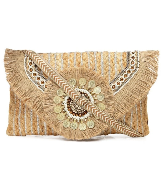 Anekaant Beige Jute Sling Bag - Beige