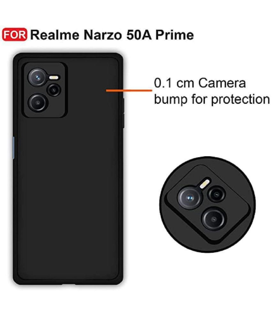 Case Vault Covers - Black Silicon Plain Cases Compatible For Realme Narzo 50A Prime ( Pack of 1 ) - Black