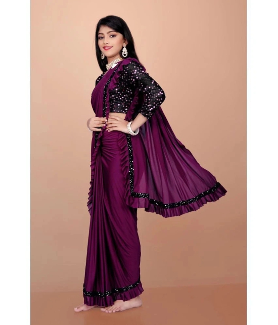 JULEE - Wine Lycra Girls Saree ( Pack of 1 ) - None