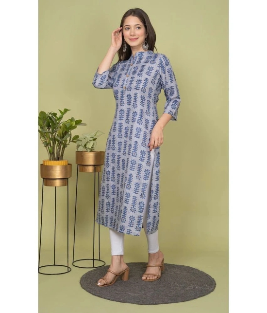 Estela Cotton Blend Printed Straight Womens Kurti - Grey ( Pack of 1 ) - None