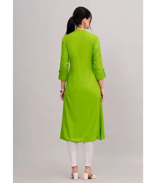 MAUKA Rayon Embroidered Front Slit Womens Kurti - Green ( Pack of 1 ) - None