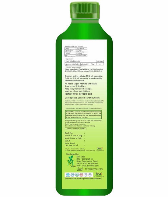 Mintveda Aloevera sugar free Juice - 1000ml