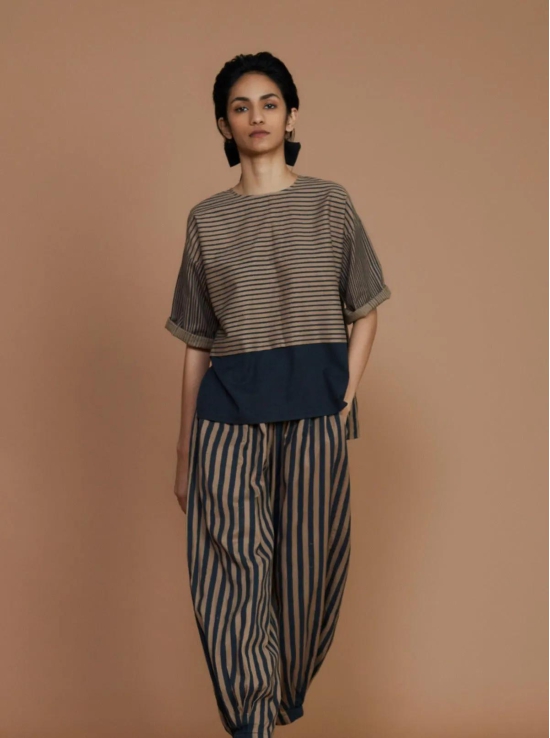 Brown with Charcoal Striped CB Ekin Top-3XL