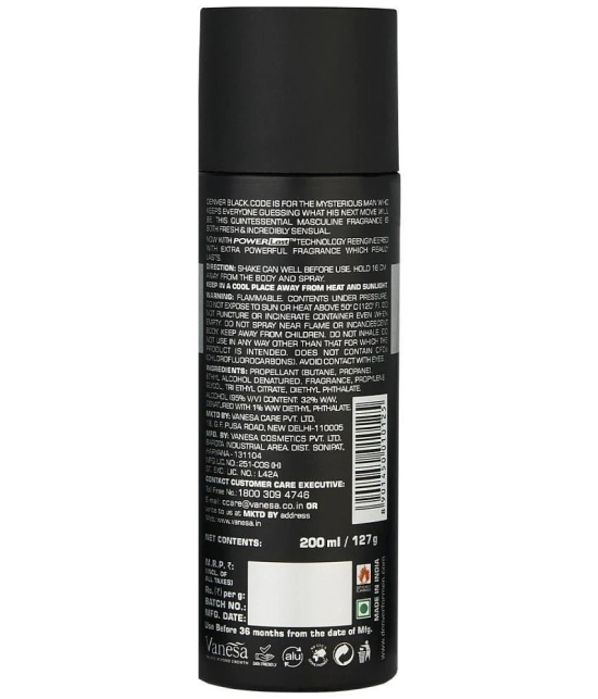 Denver Black Code & Rider Deodorant Spray for Men 400 ml ( Pack of 2 )