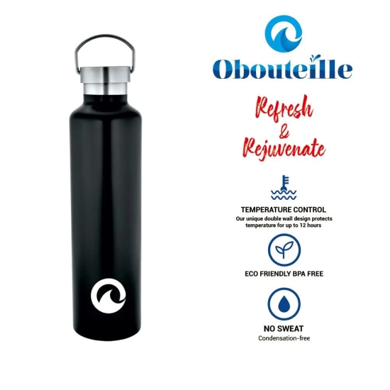 Obouteille Lantern Black Stainless Steel 1000 ml Vacuum Insulated Leak Proof Flask Water Bottle for School/Home/Kitchen/Office/Work/Gym/Outdoor/Exercise/Fitness/Yoga/Camping/Boys/Girls/Kids/Adults