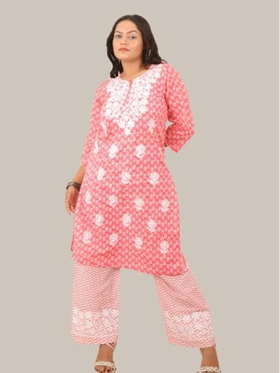 Pravia Lucknowi Chikankari Printed Long Kurti Palazzo Set for Women Girls