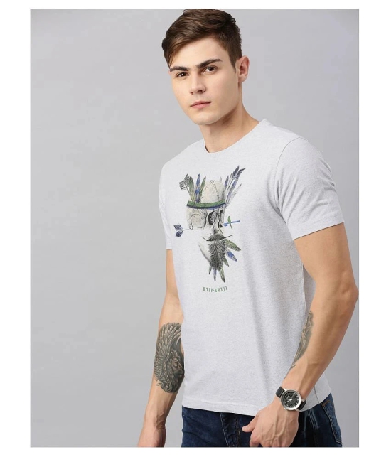 Huetrap Cotton Blend Grey Printed T-Shirt Single Pack - None