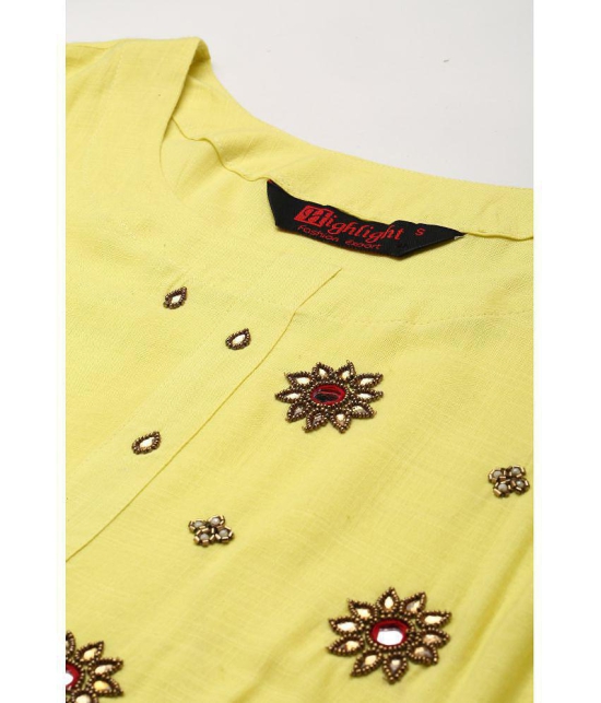 JC4U - Yellow Rayon Womens Straight Kurti - L