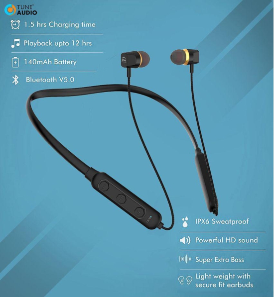 TUNE AUDIO TITAN DOLBY EFFECT BASS SOUND IPX5 WITH MASSIVE 26 HOURS MUSIC PLAYBACK WITH BOOSTED SOUND BLUETOOTH HEADPHONE,BLUETOOTH EARPHONE,BLUETOOTH NECKBAND FOR TUNE AUDIO