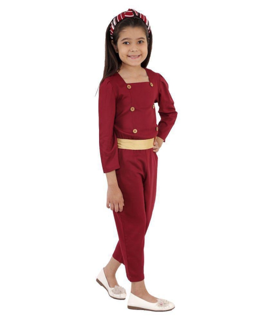 Kids Cave - Maroon Rayon Girls Jumpsuit ( Pack of 1 ) - None