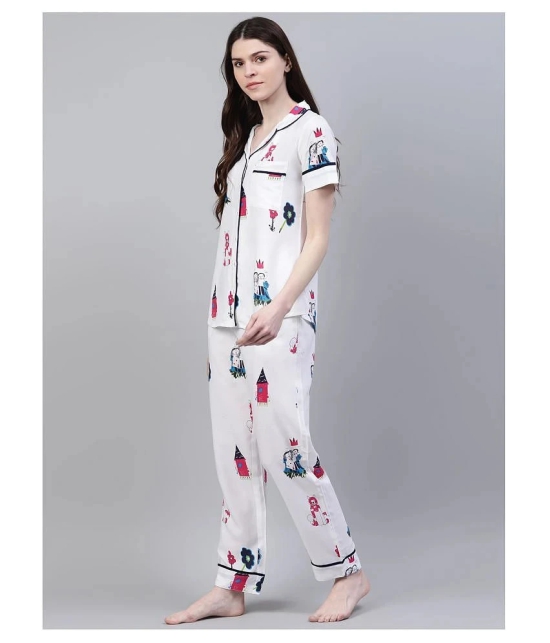 Stylum Rayon Nightsuit Sets - White - L