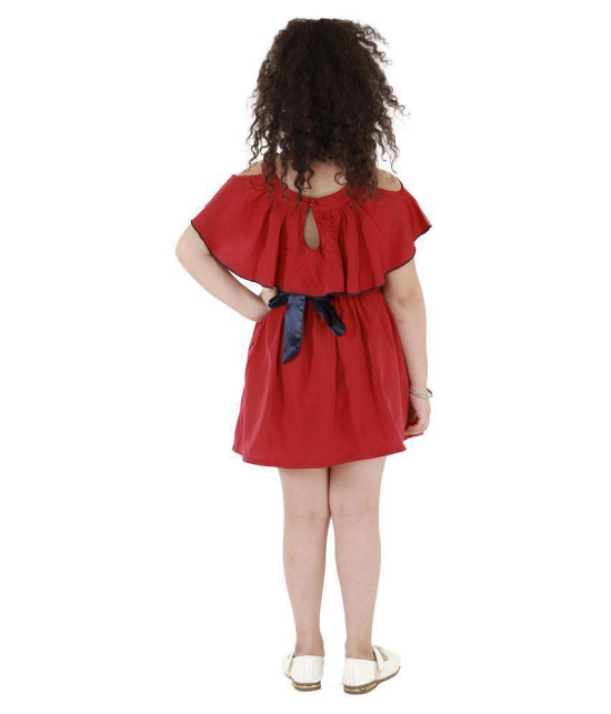 Kids Cave Dress for girls Polycrepe Knee Length Cut Out Pleated Dress (Color_Maroon,Size_3 Years to 12 Years) - None