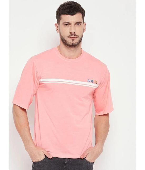 AUSTIZ - Melange Pink Cotton Blend Regular Fit Mens T-Shirt ( Pack of 1 ) - None