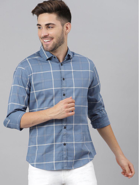 Dennis Lingo - Blue 100% Cotton Slim Fit Men's Casual Shirt ( Pack of 1 ) - None