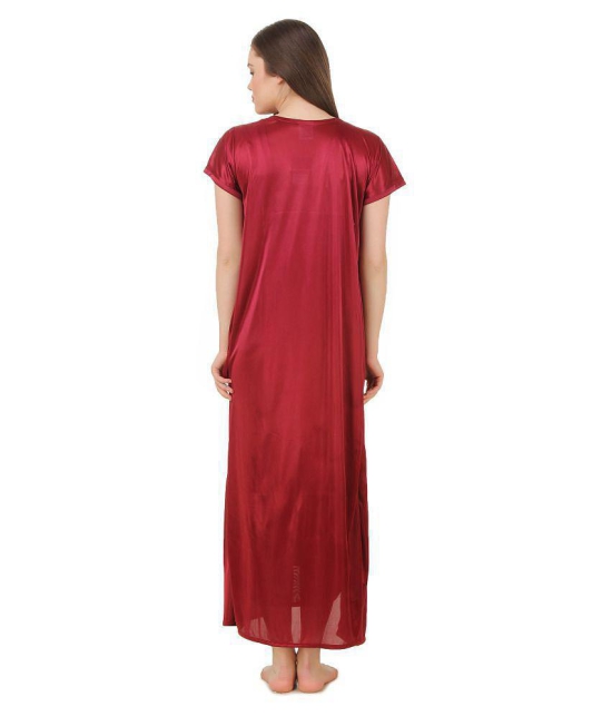 Fasense Satin Robes - Maroon - L