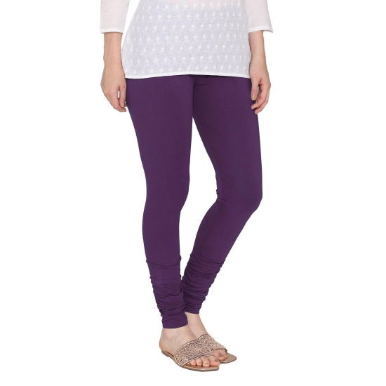 Women's Cotton Churidar Leggings (Free Size) - Imperial Purple