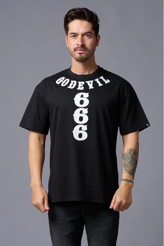 Go Devil 666 (in White) Printed Black Oversized T-Shirt for Men 5XL