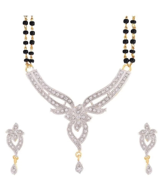 Bhagya Lakshmi Womens Pride AD Stone Mangalsutra With Earrings For Women - White