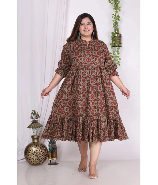 Swasti Cotton Blend Printed Anarkali Womens Kurti - Rust ( Pack of 1 ) - None