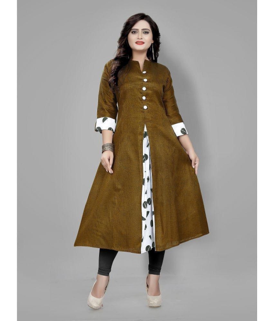 RIAANA - Brown Cotton Women's Front Slit Kurti ( Pack of 1 ) - None