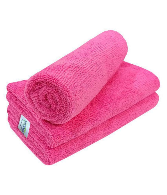 SOFTSPUN Microfiber Cloth - 3 pcs - 40x40 cms - 340 GSM Pink - Thick Lint & Streak-Free Multipurpose Cloths - Automotive Microfibre Towels for Car Bike Cleaning Polishing Washing & Detailing