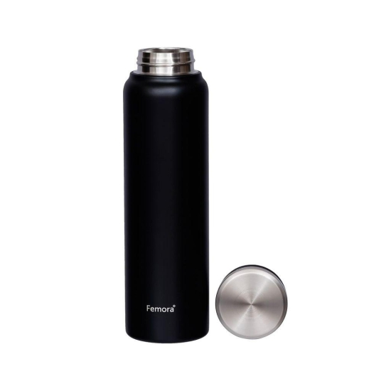 Femora ThermoSteel Vacuum Stainless Steel Bottle - 750 ML, Black, HOT and Cold