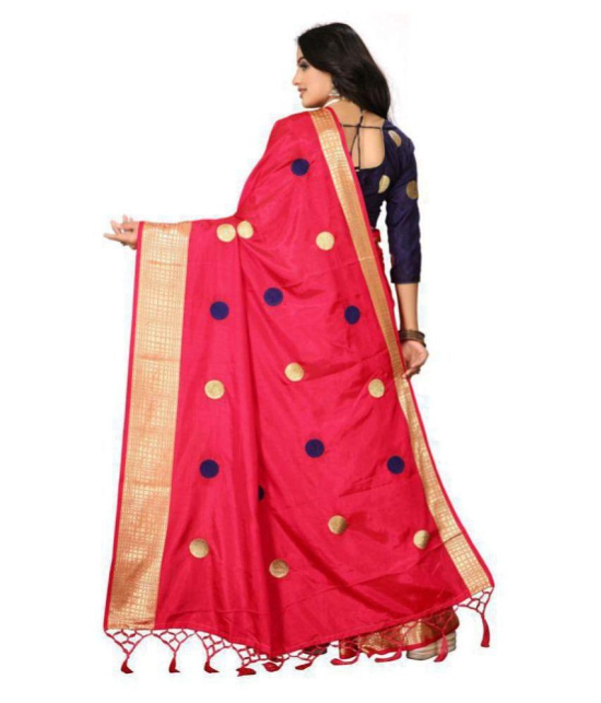 offline selection - Red Jacquard Saree With Blouse Piece (Pack of 1)