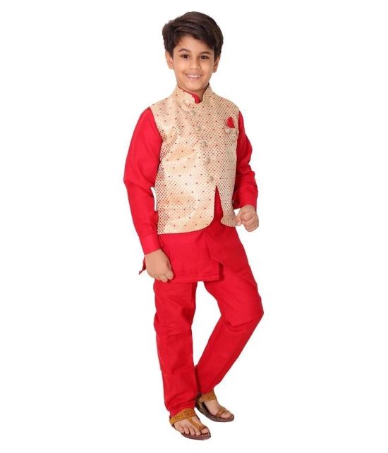 \nFourfolds Ethnic Wear Kurta Pyjama with Waist Coat Jacket for Kids and Boys_FE606 - None