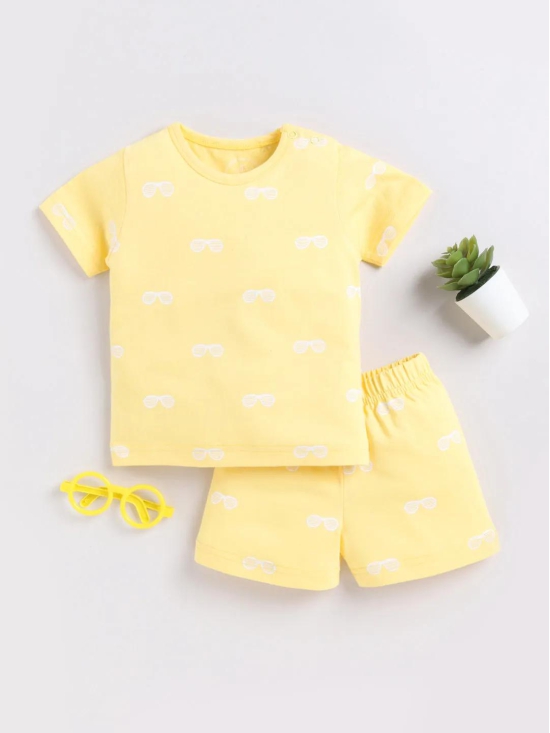 Yellow Sunglass Print Co-ord Set-9-12 m