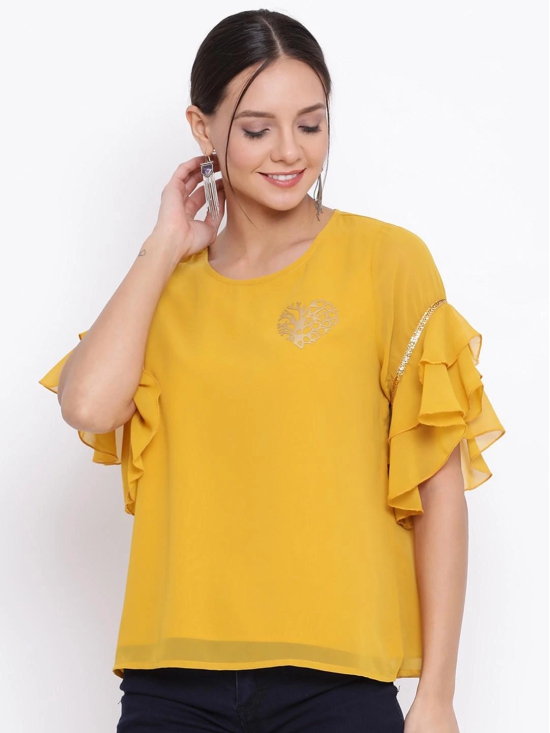 ALL WAYS YOU Women Top Polyester fabric  Yellow XS