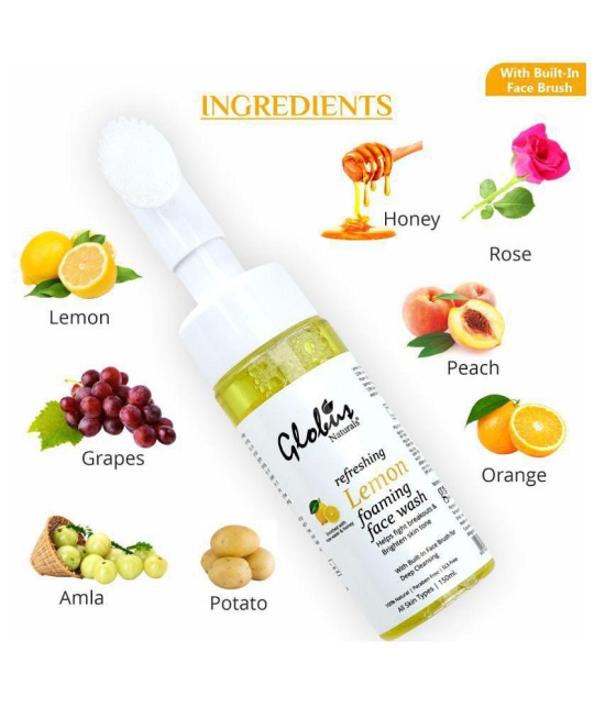 Globus Naturals Lemon Face Massager with Foaming Face Wash 150 mL