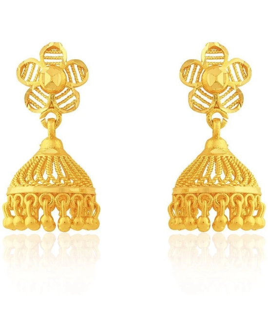 LUV FASHION Golden Jhumki Earrings ( Pack of 1 ) - Golden