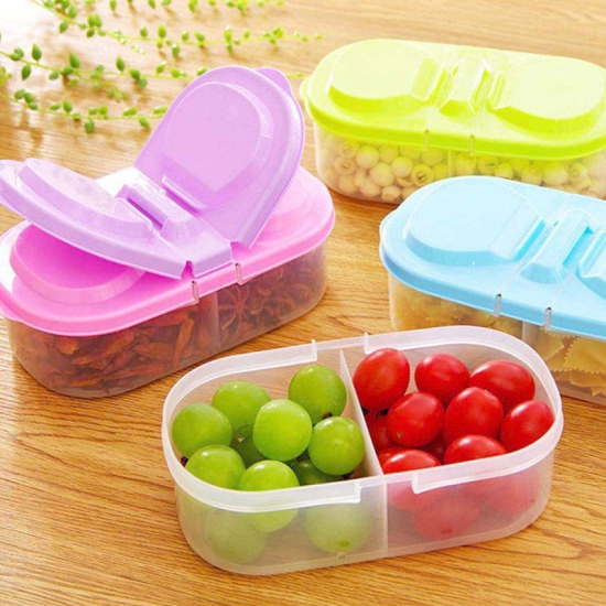 VARKAUS - 2 GRID CONTAINER Plastic Assorted Food Container ( Set of 1 ) - Assorted