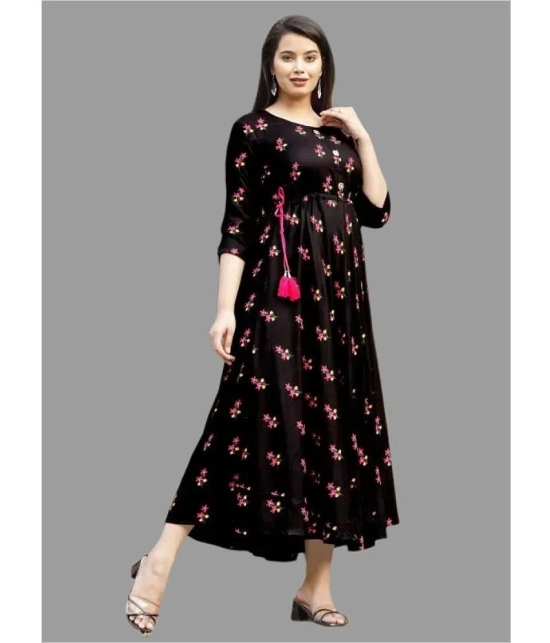 SIPET - Black Rayon Womens Flared Kurti ( Pack of 1 ) - None