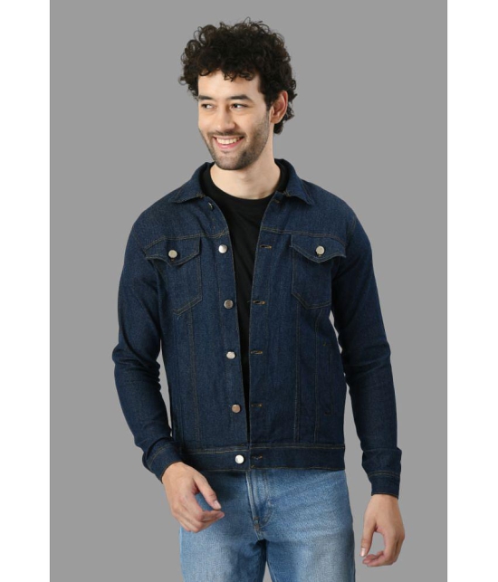 DKGF Fashion Cotton Blend Men''s Denim Jacket - Navy ( Pack of 1 ) - None