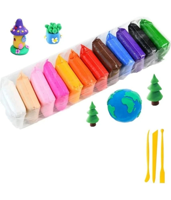 ECLET (Pack of 12) Air Dry Clay, Colorful Children Soft Clay, Creative Art Crafts, Gifts for Kids-Multi Color. Non-Toxic Modeling Magic Fluffy Foam Bouncing Clay Putty Kit for Kids with Tool