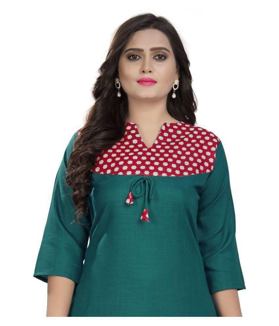 Rangrasiya - Green Cotton Women's Straight Kurti ( Pack of 1 ) - XL